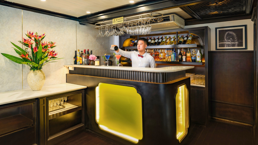 The bar inside the restaurant
