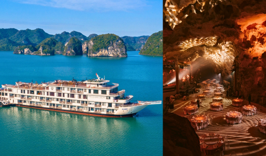 Cuisine Package: Ambassador Cruise 2 Days + Dining in Dragon Pearl Cave Halong Bay